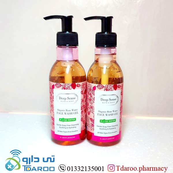 ژل شست و شو صورت گلاب مناسب انواع پوست به ویژه پوست های حساس دیپ سنس/face wash gel deep sense