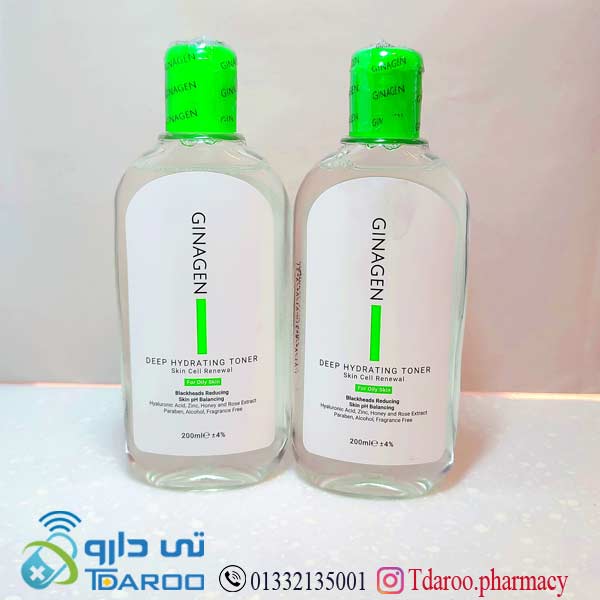 ژیناژن تونر رطوبت رسان عمیق مناسب پوست چرب /micellar water Ginagen