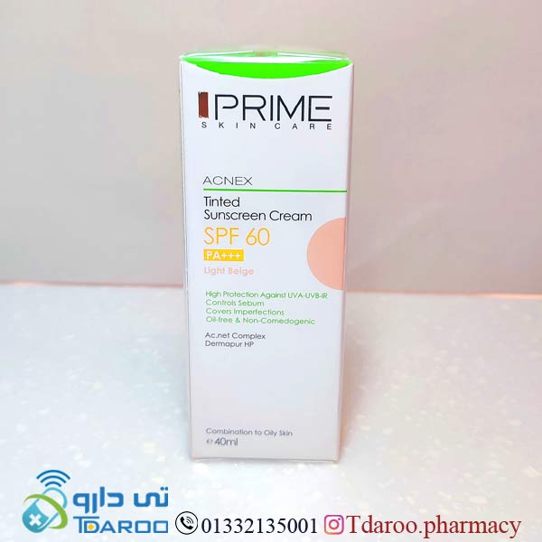 پریم کرم ضد آفتاب رنگی SPF60 برنزه / IPRIME ACNEX SUNSCREEN CREAM SPF 60-/Cream/40ML