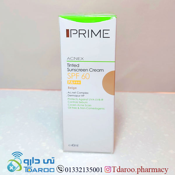 پریم کرم ضد آفتاب رنگیSPF60 بژ روشن/IPRIME ACNEX SUNSCREEN CREAM SPF60 LIGHT BEIGE/Cream/40ML