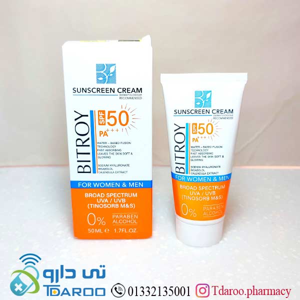بیتروی کرم ضدآفتاب بی رنگ پوست خشک / BITROY SUNSCREEN CREAM DRY SKIN/Cream/50ML