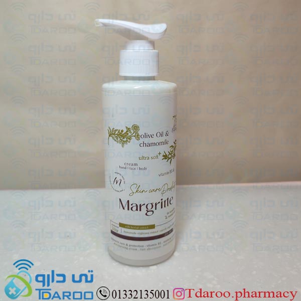مارگریت کرم آبرسان و مرطوب کننده پمپی زیتون / MARGRITTE OLIVE OIL AND CHAMOMILE CREAM/Cream/250ML